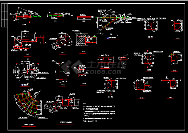 旋转楼梯建筑施工设计CAD节点详图-图二