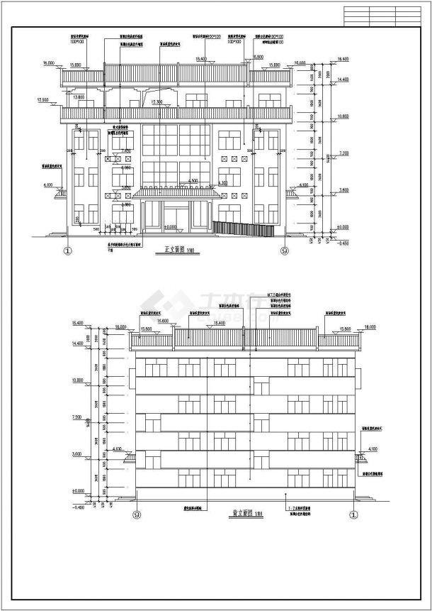 新宁县某地四层砖混结构办公楼建筑设计施工图纸-图一