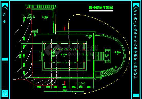 某鼓楼施工装修CAD平面设计详图-图二