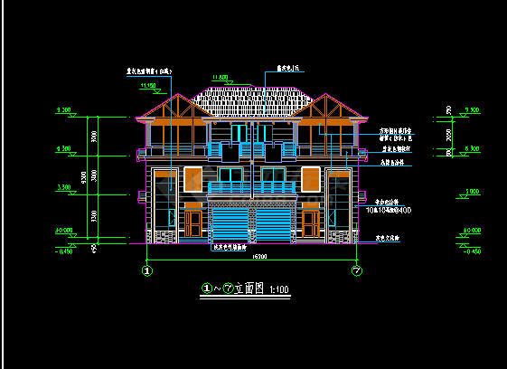 某双拼三层小别墅建筑CAD设计施工图-图二
