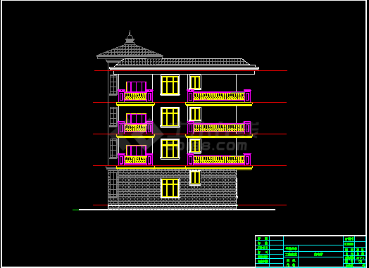 某四层地中海风格别墅建筑CAD施工图纸-图二