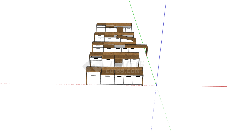 现代浅色单层储物柜su模型-图二