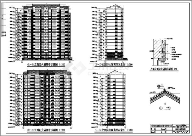 银川市荷花湖畔十五层剪力墙结构带坡屋面住宅楼建筑施工图-图一