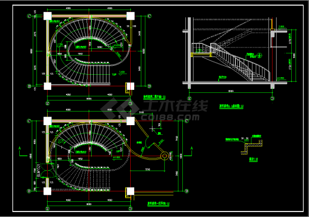 某别墅椭圆楼梯装修CAD平面设计详图-图一