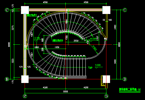 某别墅椭圆楼梯装修CAD平面设计详图-图二