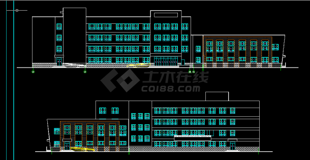某小学四层教学楼建筑设计全套CAD图纸-图二