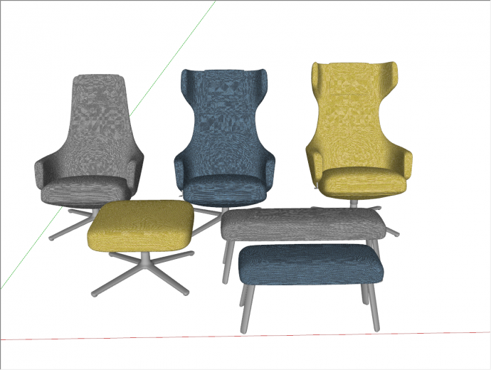 现代工艺小型沙发懒人椅休闲椅su模型_图1
