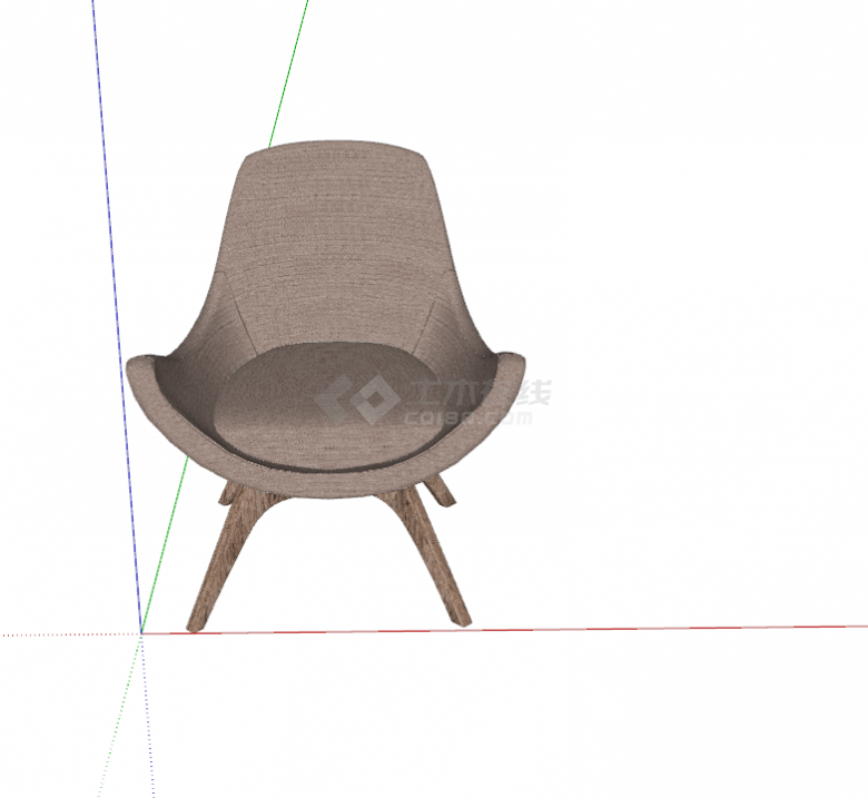 一个棕色的木制椅子su模型-图一
