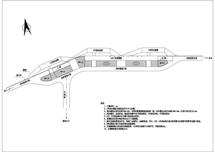 某地三泊位小型船舶河道码头设计方案_图1