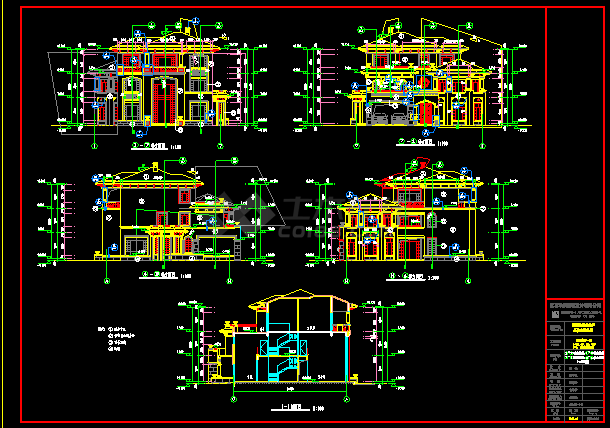 经典欧式别墅施工设计CAD建筑图-图二