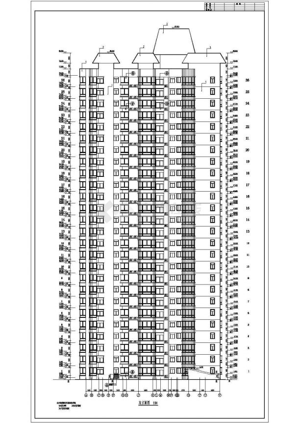 某小区26层塔式住宅楼建筑设计施工图纸-图一