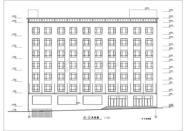 某地区七层框架结构办公楼建筑设计方案图纸-图一