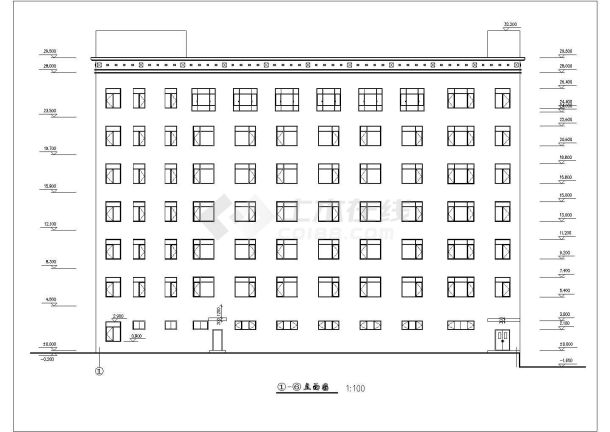 某地区七层框架结构办公楼建筑设计方案图纸-图二