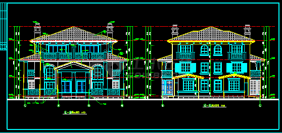 双拼别墅建筑设计施工CAD全套图-图二