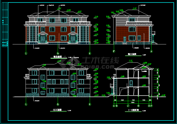 双拼别墅建筑设计CAD方案施工图-图二