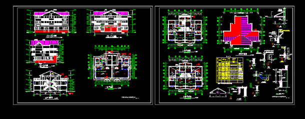 三层双拼别墅施工设计CAD建筑图-图一