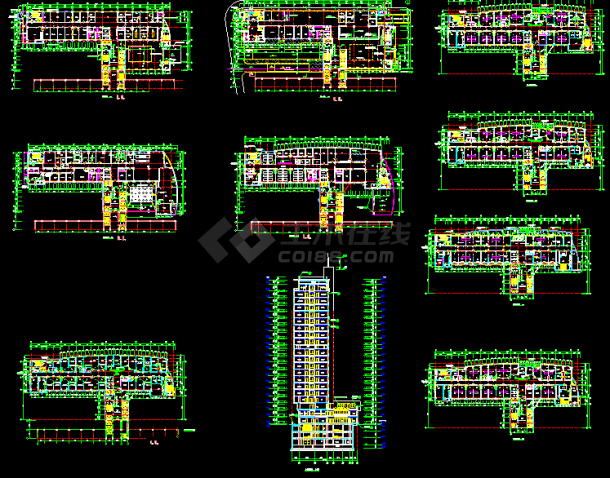 某医院住院部建筑CAD设计平面设计方案图-图一