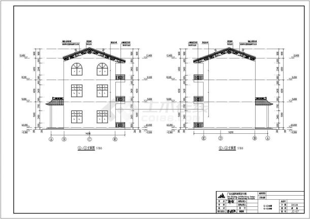 某单位三层框架结构办公楼建筑设计方案图纸-图二