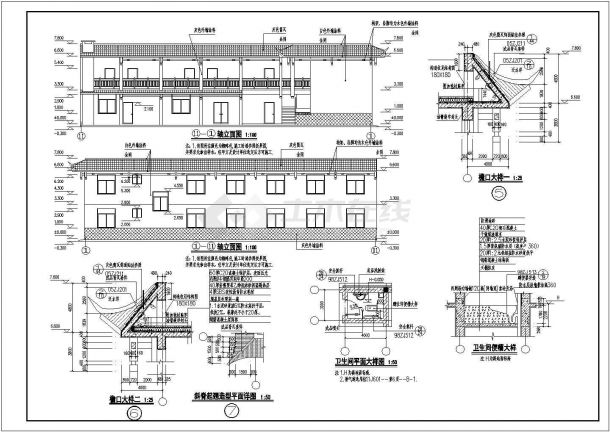 某单位两层砖混结构宿舍楼建筑设计方案图纸-图二