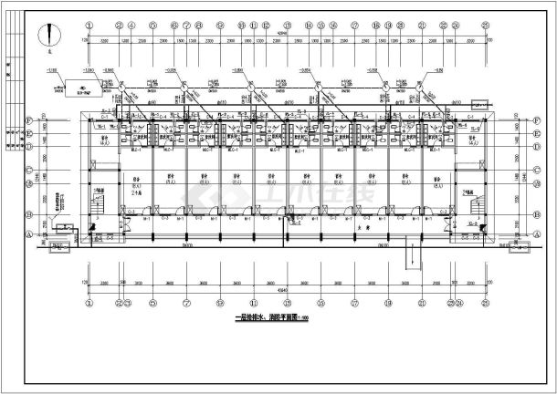 某6层宿舍楼给排水系统和消防系统施工图-图一