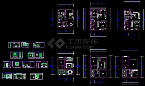 一居室内精装修cad施工设计图平面CAD详图-图一