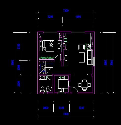 一居室内精装修cad施工设计图平面CAD详图-图二