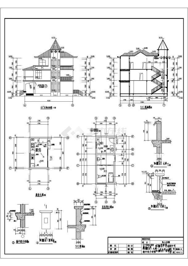 某地三层框架结构独栋别墅建筑设计方案图纸-图二