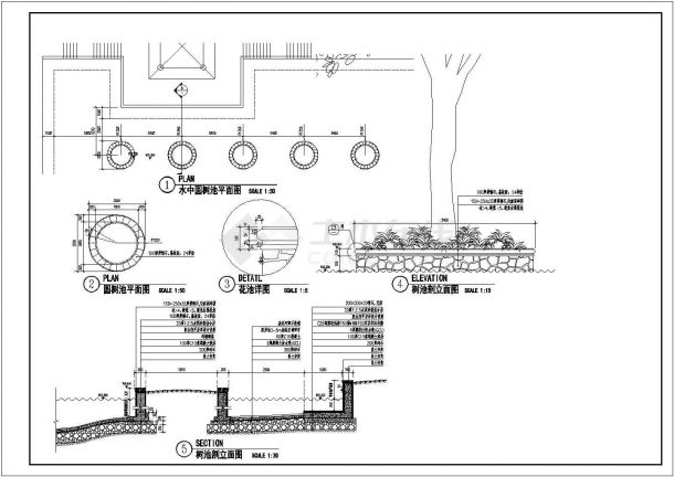 某小区一套水系中的树池详细施工图-图一