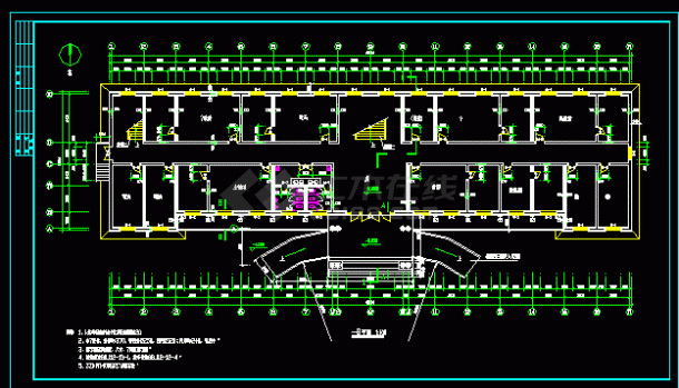 4层办公楼建筑全套CAD施工图纸-图二