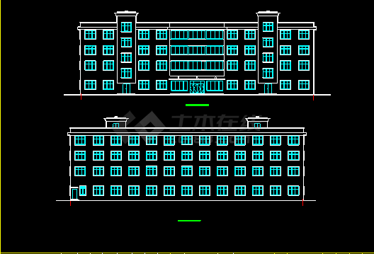 某厂房职工宿舍楼建筑CAD平立面图纸-图二