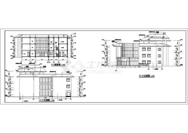 某地三层框架结构养老公寓建筑设计方案图纸-图二