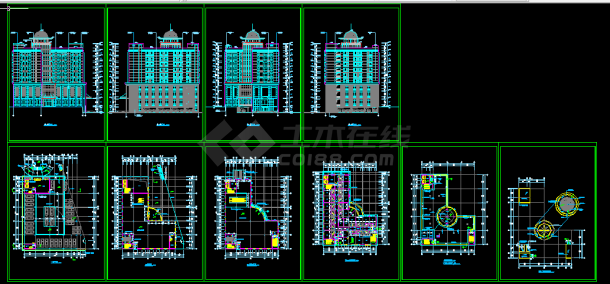 中型酒店建筑方案设计施工全套CAD图纸-图一