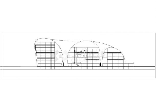 某地9层框架结构文化中心建筑设计平面图（不规则形状）-图一