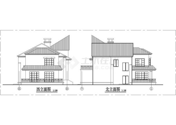某小区两层独栋别墅建筑设计方案图纸-图二