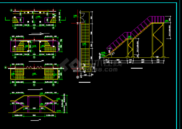 某食堂钢结构建筑设计方案全套CAD图-图二