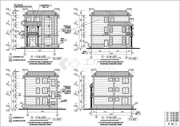 某农村三层框架结构别墅建筑设计方案图-图一