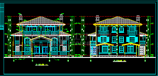 双拼别墅建筑设计施工CAD方案图纸-图二