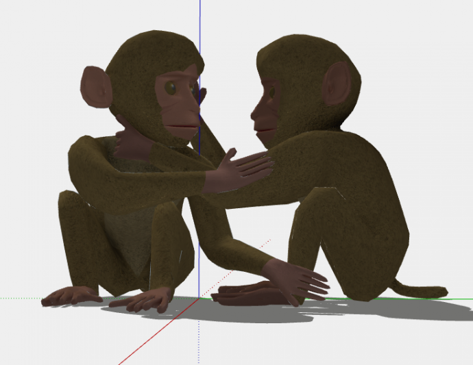 深黄色可爱小猴子动物su模型_图1