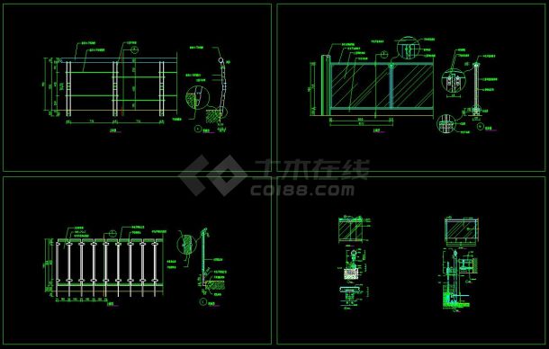现代精美栏杆大样cad平面设计详图-图一