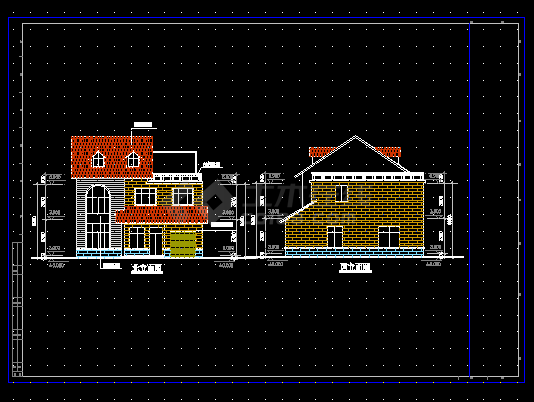 别墅楼户型建筑施工cad设计方案图纸-图二