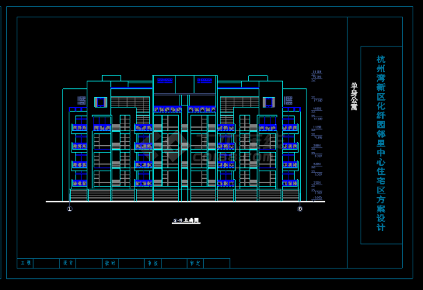 某住宅区单身公寓建筑全套cad设计方案图纸-图二