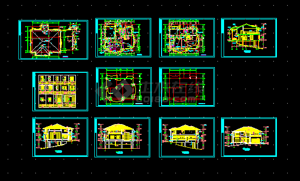 两层别墅全套建筑施工cad设计方案图纸-图一