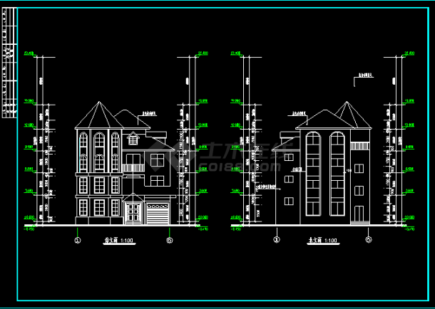 复式别墅设计CAD建筑方案施工图-图二