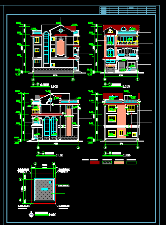 精巧型别墅建筑施工cad设计方案图纸-图二