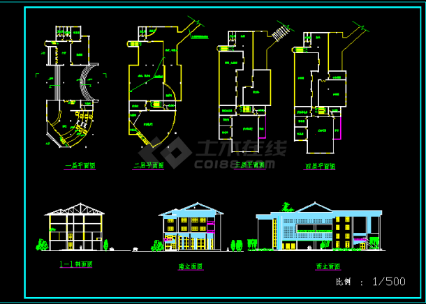 某地商业休闲中心建筑设计施工CAD图-图一