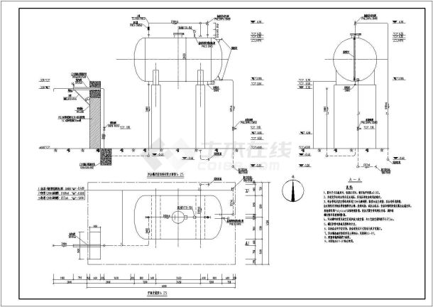 20方架空污水罐详细安装施工图纸-图一