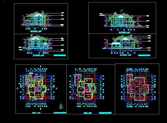 精致的别墅楼建筑施工cad设计方案图纸_图1