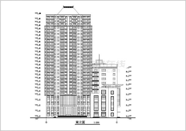 某地10层框架结构商业综合楼建筑设计方案图纸-图一