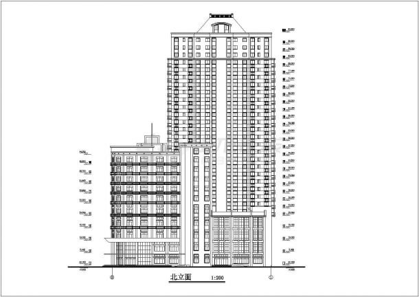 某地10层框架结构商业综合楼建筑设计方案图纸-图二