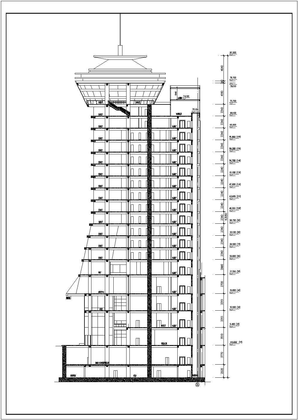 某地高层框架结构星级酒店建筑设计方案图纸